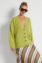 Dora V Neck Cardigan in Green