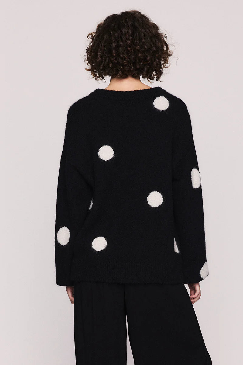Marie Crew Neck Sweater in Black and White