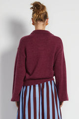 Dora High Neck Sweater in Burgundy
