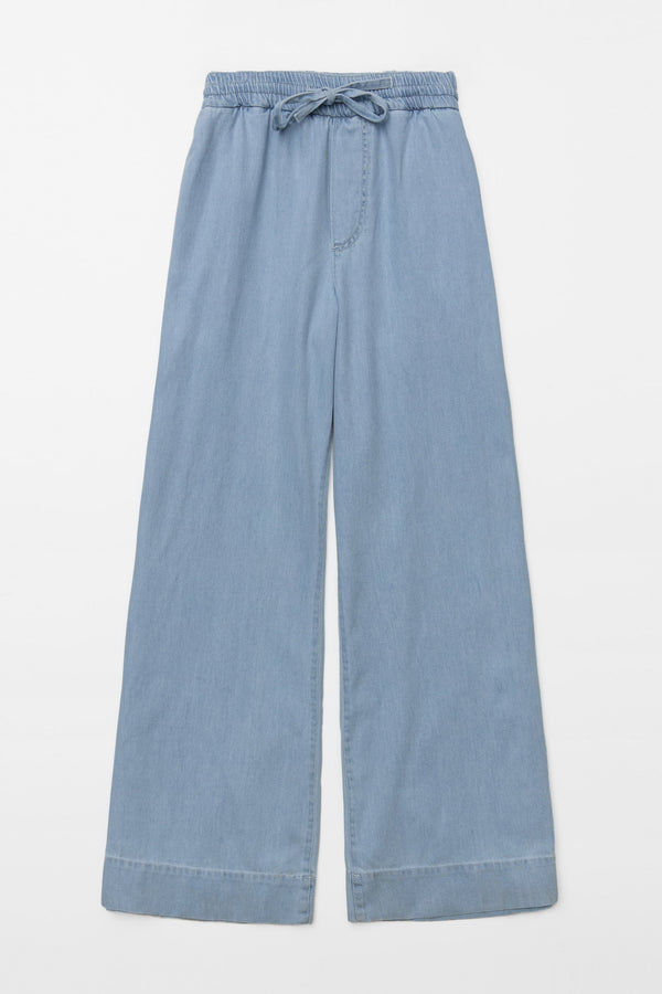 Wide Leg Trouser in Sky Blue