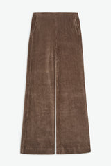 Brown corduroy pants on a white background