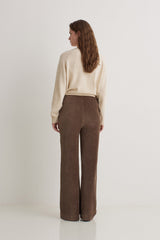 Wide Leg Trousers in Taupe