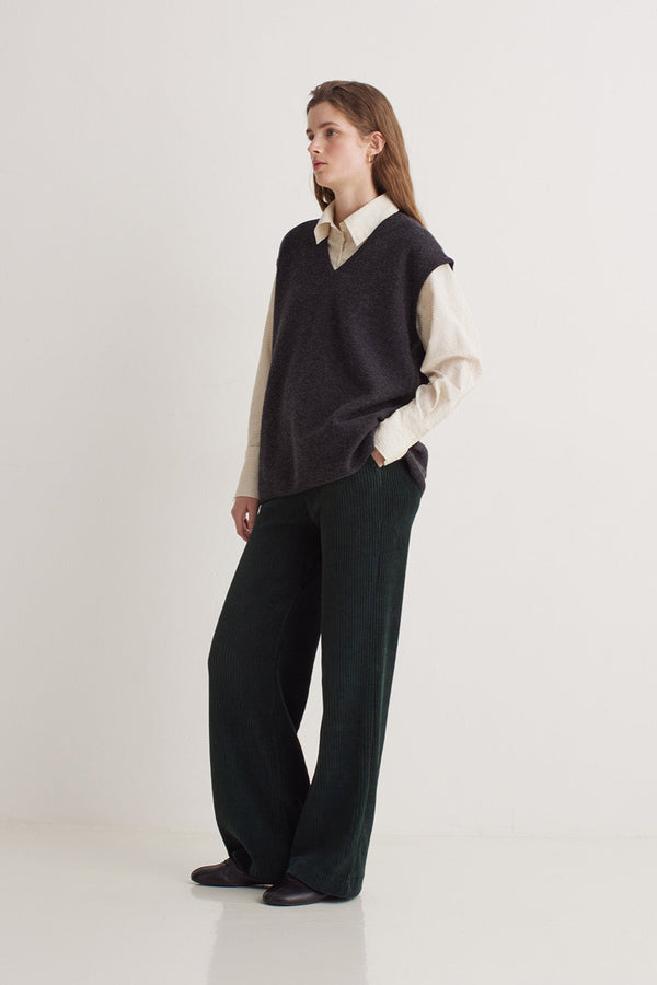 Wide Leg Trousers in Dark Forest