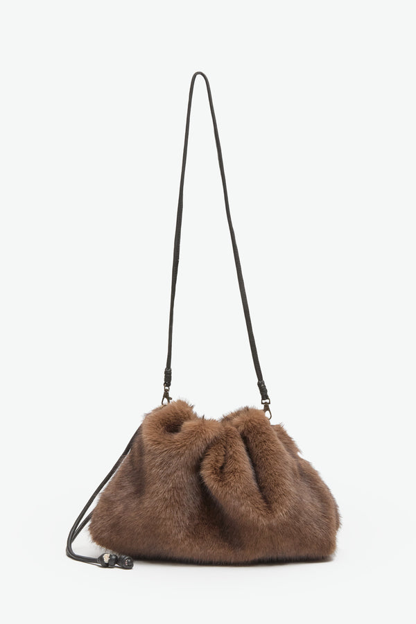 Faux Fur Bag in Chocolate Brown