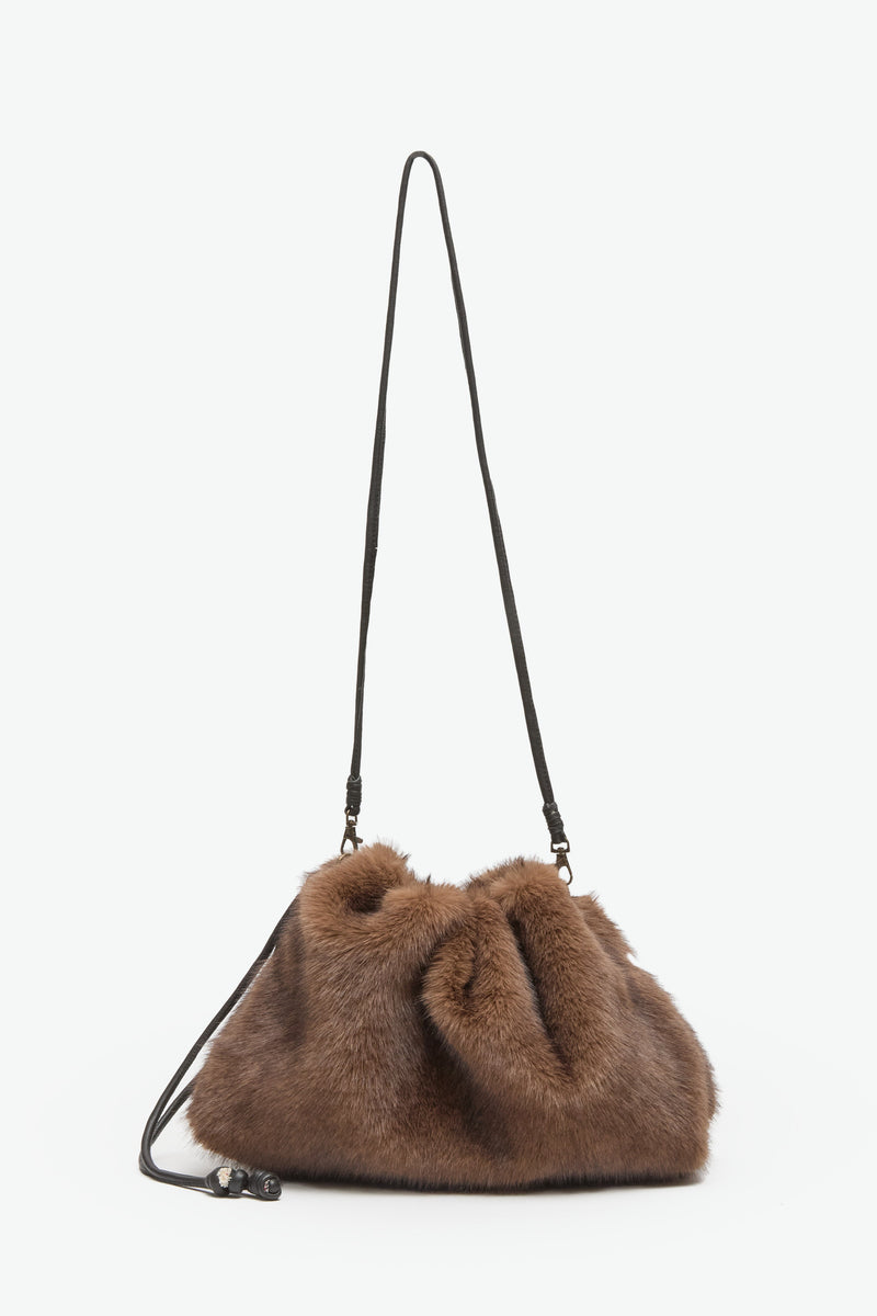 Faux Fur Bag in Chocolate Brown
