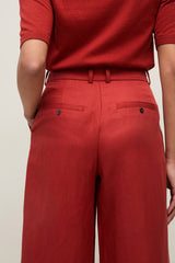 Wide Leg Linen Blend Tailored Trousers