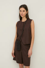 Linen Shorts in Chocolate Brown