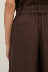 Linen Shorts in Chocolate Brown