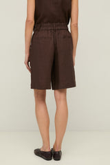 Linen Shorts in Chocolate Brown