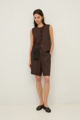 Linen Shorts in Chocolate Brown