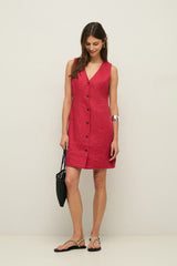 Linen Dress in Raspberry