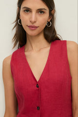 Linen Dress in Raspberry