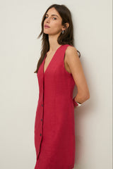 Linen Dress in Raspberry