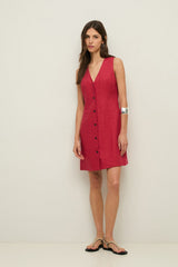 Linen Dress in Raspberry