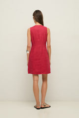 Linen Dress in Raspberry