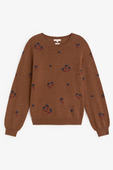 Embroidered Floral Jumper in Caramel