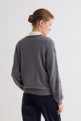 Embroidered Floral Jumper in Grey
