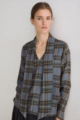 Newport Blouse in Blue Check
