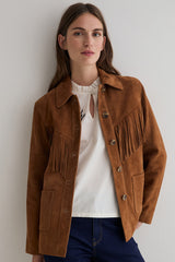 Fringe Suede Leather Jacket in Whiskey