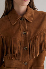 Fringe Suede Leather Jacket in Whiskey