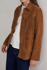 Fringe Suede Leather Jacket in Whiskey