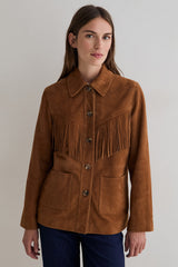 Fringe Suede Leather Jacket in Whiskey