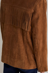Fringe Suede Leather Jacket in Whiskey