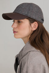Plaid Baseball Hat in Dark Grey