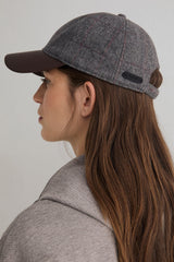 Plaid Baseball Hat in Dark Grey