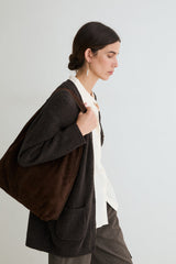 Suede Hobo Bag in Chocolate