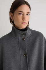 Fringe Wool Coat in Grey