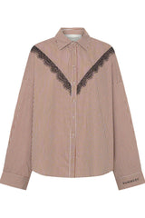 Frieda Lace Striped Shirt in Brown