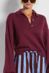 Dora High Neck Sweater in Burgundy