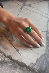 Celt Ring Green Silver
