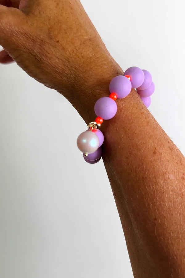 Beau lilac + neon orange beaded bracelet