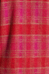 Long Check Coat in Red and Pink