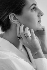 Bow Drop Earrings in Silver