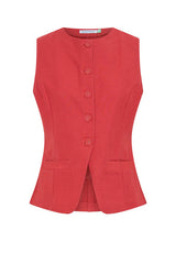 Shaped Cotton Vest in Red