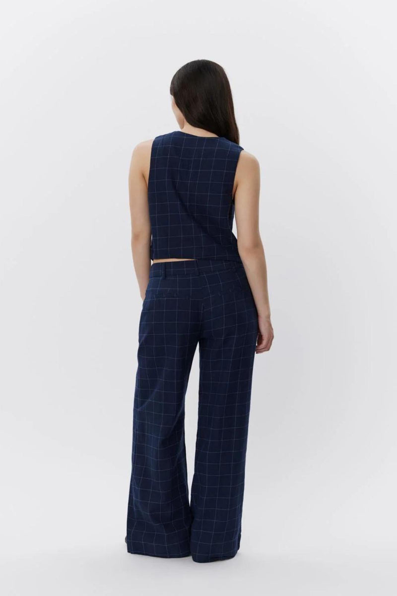 Navy Check Trouser