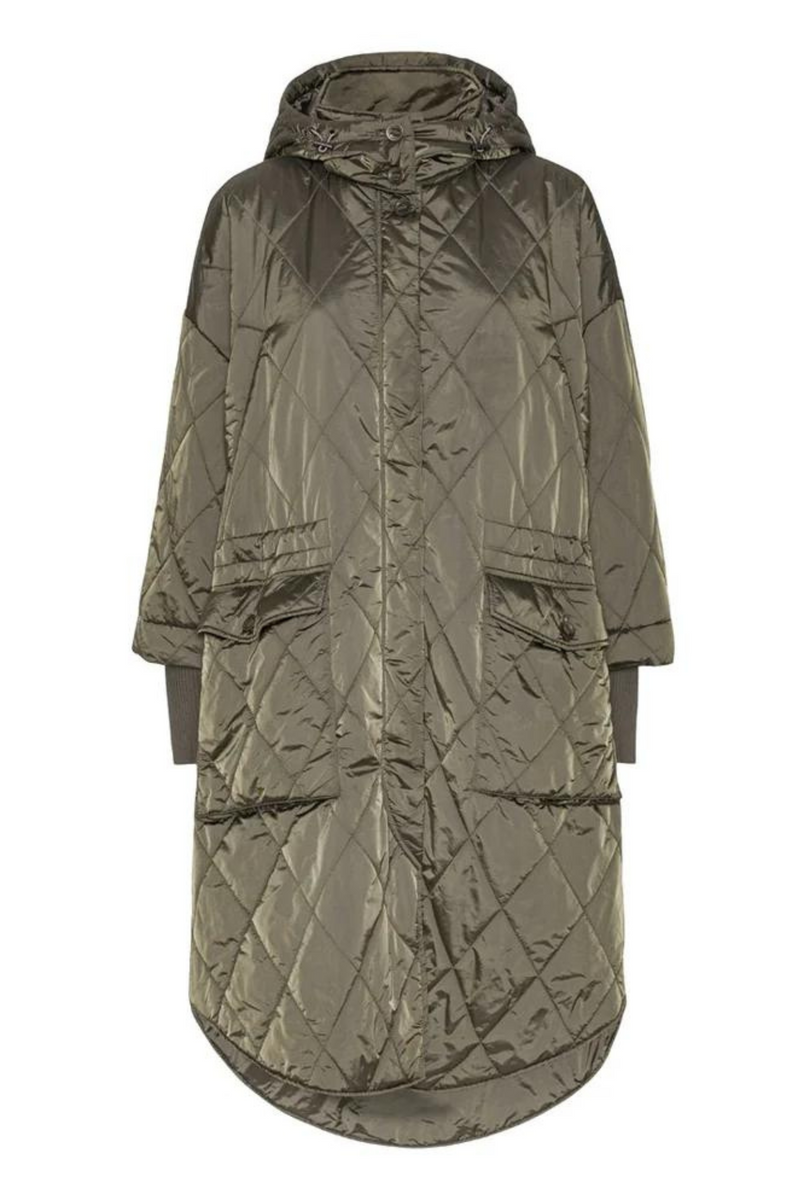 Quilted Hooded Longline Coat (Two Colour-Ways)