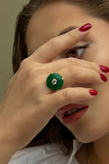 Celt Ring Green Silver
