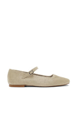 Julieta Mary Janes in Beige Calf Hair