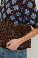 Crochet Floral Top in Chocolate