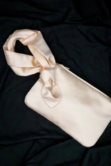 Knot Clutch in Pearl Satin