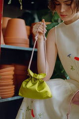 Baby Petal Cinch in Lime Satin