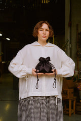 Baby Petal Cinch in Black Satin