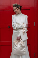 Knot Clutch in Pearl Satin
