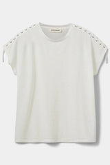 Lace Up T-shirt in Off White