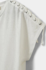 Lace Up T-shirt in Off White