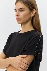 Lace Up T-shirt in Black